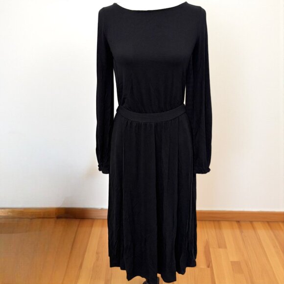 NWT Boden Evelyn Black Long Sleeve Jersey Midi Dress | Size 6 - Picture 2 of 8